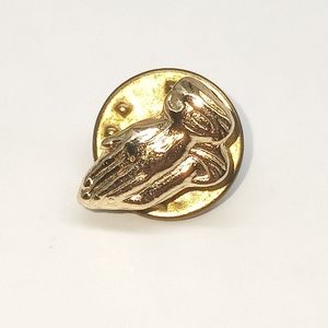 Vintage Gold-Tone Praying Hands Lapel Hat Pin Religious Pinbacks